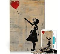 Rompecabezas para Adolescentes de 1000 Piezas,Banksy Girl Red Balloon,Flawless Fit Art,Juego cognitivo,Regalo,Juego Lento,Regalo de Arte navideño (38x52cm)