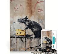 Rompecabezas para Adolescentes de 1000 Piezas,Banksy Rat Cheese Art,Flawless Fit Art,Juego cognitivo,Regalo de Juego Lento,Regalo de Arte navideño (50x75cm)