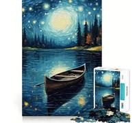 Rompecabezas para Adolescentes de 1000 Piezas Barco en la Noche,Arte de Borde Premium,Juego de concentración Mental,diversión para el Tiempo Libre,Regalo artístico de Navidad 38x26cm