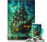 Rompecabezas para Adolescentes de 1000 Piezas Barco Fantasma Verde Juguete Educativo para aliviar el estrés Ideas de Regalos 75x50cm