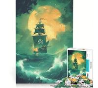 Rompecabezas para Adolescentes de 1000 Piezas Barco Pirata en Paisaje Juego Educativo dificultad Alta colección de Artistas Bellas Artes 38x52cm
