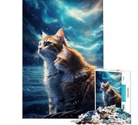 Rompecabezas para Adolescentes de 1000 Piezas Barco Que se Hunde y Gatos Juego Educativo Juguete Juego Intelectual Gran Regalo para los Amantes de los Juegos Una Obra de Arte (Tamaño 50x75cm)
