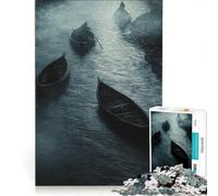 Rompecabezas para Adolescentes de 1000 Piezas: Barcos en un río con Niebla, Juego Imposible, decoración para el hogar, colección de Artistas, Bellas Artes 50x75cm