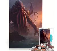 Rompecabezas para Adolescentes de 1000 Piezas, Barcos Oceánicos de Cthulhu, Estilo Deco, Juego Educativo, dificultad Alta, Colección de Artistas, Bellas Artes 38x52cm