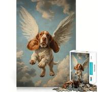 Rompecabezas para Adolescentes de 1000 Piezas Basset Hound Angel,Arte de Corte Fino,Actividad para desarrollar la Mente,Juego Relajante, (38x52cm)