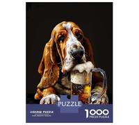 Rompecabezas para Adolescentes De 1000 Piezas Basset Hound Beer Rompecabezas para Adolescentes Juegos Relajantes Regalos para Mujeres Diversión En Casa Actividades, 38x26cm/1000pcs