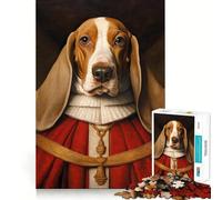 Rompecabezas para Adolescentes de 1000 Piezas Basset Hound El Papa Arte de Corte Fino Actividad para Mentes Inteligentes Tiempo de Juego Acogedor Tranquilo (50x75cm)