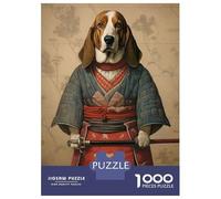 Rompecabezas para Adolescentes De 1000 Piezas Basset Hound The Samurai Rompecabezas para Adultos Juegos Familiares Análisis Y Lógica Cumpleaños Y Navidad 38x26cm/1000pcs