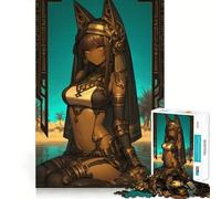 Rompecabezas para Adolescentes de 1000 Piezas Bastet,Diosa egipcia,Chica Anime,Corte Premium,Divertido,lógica,Habilidad,Juego rápido,decoración navideña (38x26cm)