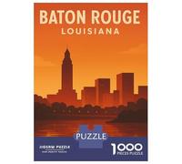 Rompecabezas para Adolescentes De 1000 Piezas Baton Rouge Skyline Golden Hour Poster - Louisiana City Art Rompecabezas para Adultos Juegos Divertidos Una Obra De Arte Cumpleaños Y Na