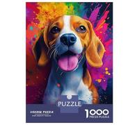 Rompecabezas para Adolescentes De 1000 Piezas Beagle with Colorful Splashes Rompecabezas para Adultos Juegos Relajantes Análisis Y Lógica Difícil Y Desafiante 52x38cm/1000pcs