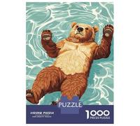 Rompecabezas para Adolescentes De 1000 Piezas Bear Floating in Water Illustration Rompecabezas Juguetes Antiestrés Mejora La Memoria Oferta como Regalo para Toda La Familia 38x26cm/1000pcs