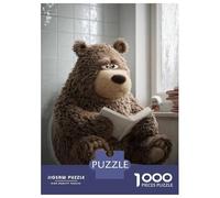 Rompecabezas para Adolescentes De 1000 Piezas Bear Reading on Toilet Rompecabezas para Adultos Juego Práctico Pero Divertido Y Humorístico Regalo De Cumpleaños, Regalos, 52x38cm/1000pcs