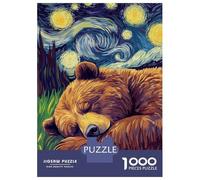 Rompecabezas para Adolescentes De 1000 Piezas Bear Sleeping Under Starry Night Rompecabezas para Adolescentes Juego Práctico Desafío Difícil Desafiante De Completar 52x38cm/1000pcs