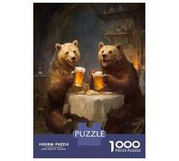 Rompecabezas para Adolescentes De 1000 Piezas Bears Drinking Beer at A Table Rompecabezas Juego De Ingenio Análisis Y Lógica Actividades Divertidas En Casa 70x50cm/1000pcs