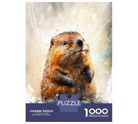 Rompecabezas para Adolescentes De 1000 Piezas Beaver Watercolor Drawing Rompecabezas para Adultos Juego Práctico Una Obra De Arte Cumpleaños 52x38cm/1000pcs