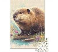 Rompecabezas para Adolescentes De 1000 Piezas Beaver Watercolor Painting Rompecabezas para Adolescentes Juegos Relajantes Decoración Perfecta Regalos De Cumpleaños Y Únicos 70x50cm/1000pcs