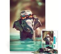 Rompecabezas para Adolescentes de 1000 Piezas Bebé Elefante bañándose,Corte Premium,Divertido,Juego Inteligente,Regalo,Juego rápido,Pieza de Arte navideña (50x75cm)