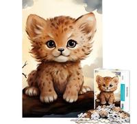 Rompecabezas para Adolescentes de 1000 Piezas Bebé Leopardo Juego desafiante Juguete para ejercitar la Mente Juego difícil excelente Regalo y Juguete (tamaño 38x26cm)