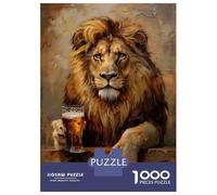Rompecabezas para Adolescentes De 1000 Piezas Beer Drinking Lion Rompecabezas para Adultos Juegos Divertidos Decoración De Pared 38x26cm/1000pcs