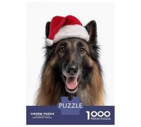Rompecabezas para Adolescentes De 1000 Piezas Belgian Tervuren Dog with Santa Hat Rompecabezas para Adultos Juguete Decoración De Pared Decoración del Hogar Juego Desafiante Regalos 70x50cm/1000pcs