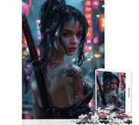Rompecabezas para Adolescentes de 1000 Piezas Belleza de Yakuza Girl Juguetes DIY Ideas de Regalos Juego Educativo con póster a Juego y Hoja de Trivia Tamaño 38x26cm