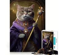 Rompecabezas para Adolescentes de 1000 Piezas,Bendecido por el Meme del Gato Sagrado,Arte de Borde Exacto,Juego de concentración,Regalo,Juego de Momentos acogedores,Arte de Escena navideña 50x75cm