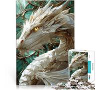 Rompecabezas para Adolescentes de 1000 Piezas Bestia Dragón Blanco de Fantasía Desafiante Difícil Regalo de cumpleaños 75x50cm