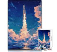 Rompecabezas para Adolescentes de 1000 Piezas Beyond The Horizon︰ Rocket to The Stars, pasatiempo Relajante, Juguete Profesional de Corte Limpio, tamaño 50x75cm
