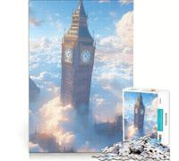 Rompecabezas para Adolescentes de 1000 Piezas: Big Ben sobre Las Nubes, Juego Familiar, Actividades Divertidas en casa, fortalece el Amor Entre Parejas 38x26cm