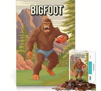 Rompecabezas para Adolescentes de 1000 Piezas Bigfoot,críptido Jugando al fútbol Arte de Corte Fino Actividad para desarrollar la Mente Momento de Juego Relajante Regalo navideño Tranquilo (50x75cm)