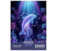 Rompecabezas para Adolescentes De 1000 Piezas Bioluminescent Dolphin in Coral Reef Rompecabezas Juguetes Antiestrés Mejora La Memoria Oferta como Regalo para Toda La Familia 70x50cm/1000pcs