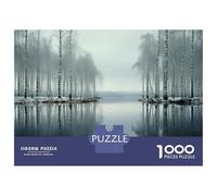 Rompecabezas para Adolescentes De 1000 Piezas Birch Trees Reflection in Water Rompecabezas para Adultos Juegos Relajantes para La Diversión Familiar 52x38cm/1000pcs