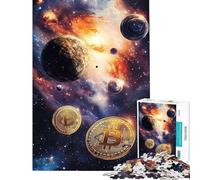 Rompecabezas para Adolescentes de 1000 Piezas Bitcoin cósmico en el Espacio Rompecabezas para Adultos Juguetes antiestrés Divertidos y con Humor Fomenta la interacción Entre Padres e Hijos (38x52cm)