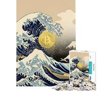 Rompecabezas para Adolescentes de 1000 Piezas Bitcoin La Gran Ola Rompecabezas Combinados para Adultos Juegos Familiares Desafío difícil Actividades Divertidas en casa (Tamaño 38x26cm)
