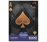 Rompecabezas para Adolescentes De 1000 Piezas Black Ace of Spades Playing Cards Rompecabezas para Adultos Juguete Decoración De Pared Mejora La Memoria Regalos De Cumpleaños Y Únicos 38x26cm/1000pcs