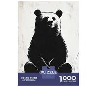 Rompecabezas para Adolescentes De 1000 Piezas Black and White Bear Illustration Rompecabezas para Adolescentes Juegos Relajantes Regalos para Mujeres para Cumpleaños, Navidad 38x26cm/1000pcs