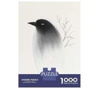 Rompecabezas para Adolescentes De 1000 Piezas Black Bird with Branch Rompecabezas para Adultos Juego Familiar Alivia El Estrés Interacción Entre Padres E Hijos 52x38cm/1000pcs
