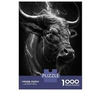 Rompecabezas para Adolescentes De 1000 Piezas Black Bull Head Rompecabezas para Adultos Juego Práctico Decoración De Pared Ayuda A Ejercitar El Cerebro 52x38cm/1000pcs