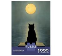 Rompecabezas para Adolescentes De 1000 Piezas Black Cat Full Moon Rompecabezas Juegos Familiares Carrera De Velocidad Manual Cumpleaños 52x38cm/1000pcs