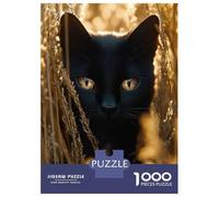 Rompecabezas para Adolescentes De 1000 Piezas Black Cat in Golden Field Rompecabezas para Adultos Juego Práctico Decoración Perfecta Regalos Y Cumpleaños Únicos 38x26cm/1000pcs