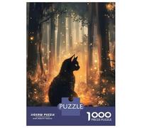 Rompecabezas para Adolescentes De 1000 Piezas Black Cat in Magical Forest Rompecabezas para Adultos Juguetes Antiestrés Regalo De Cumpleaños Cumpleaños 70x50cm/1000pcs