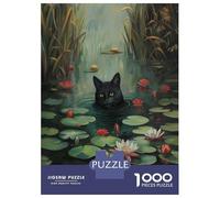 Rompecabezas para Adolescentes De 1000 Piezas Black Cat River Swimming Rompecabezas para Adultos Juegos Familiares Corte De Precisión Regalos Y Cumpleaños Únicos 70x50cm/1000pcs