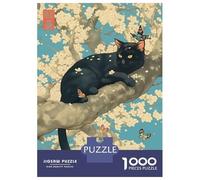 Rompecabezas para Adolescentes De 1000 Piezas Black Cat Sakura Tree Rompecabezas para Adultos Juegos Familiares Corte De Precisión Juego Desafiante Regalos 70x50cm/1000pcs