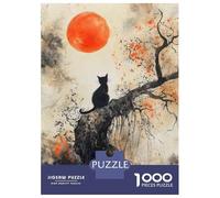 Rompecabezas para Adolescentes De 1000 Piezas Black Cat Watching The Moon Rompecabezas para Adultos Juguete Decoración De Pared Mejora La Memoria Regalos De Cumpleaños Y Únicos 38x26cm/1000pcs