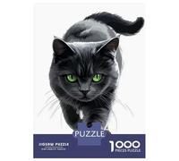 Rompecabezas para Adolescentes De 1000 Piezas Black Cat with Green Eyes Rompecabezas para Adultos Juego Práctico Decoración Perfecta Regalos Y Cumpleaños Únicos 52x38cm/1000pcs