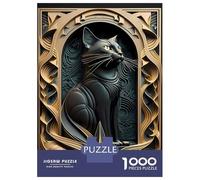 Rompecabezas para Adolescentes De 1000 Piezas Black Golden Sentinel Cat Rompecabezas para Adultos Juego Práctico Una Obra De Arte Cumpleaños 70x50cm/1000pcs
