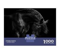 Rompecabezas Para Adolescentes De 1000 Piezas Black Horse Portrait on Dark Background Rompecabezas Para Adultos Juego Práctico Pero Divertido Y Humorístico Regalo De Cumpleaños, Regalos, 70x50cm/1000p