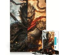 Rompecabezas para Adolescentes de 1000 Piezas,Black Myth Wukong,Arte de Borde Exacto,Juego de concentración,Regalo,Juego para Pasar un rato Agradable,Arte de Escena navideña 38x26cm