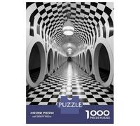 Rompecabezas para Adolescentes De 1000 Piezas Black & White Checkered Floor Rompecabezas Juegos Relajantes Difícil Difícil Diversión Actividades En Casa, 70x50cm/1000pcs